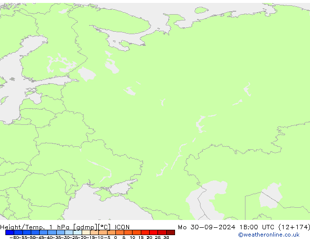 Géop./Temp. 1 hPa ICON lun 30.09.2024 18 UTC