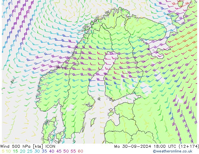 Wind 500 hPa ICON Mo 30.09.2024 18 UTC