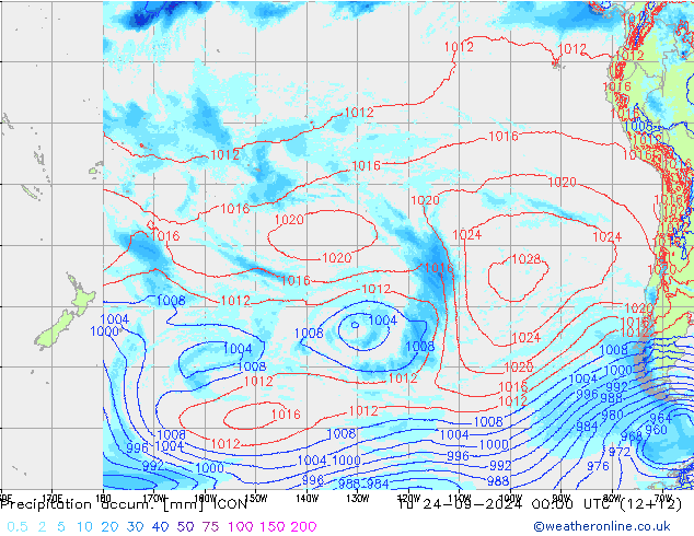 Precipitation accum. ICON wto. 24.09.2024 00 UTC