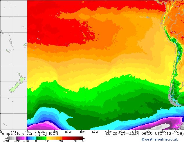 карта температуры ICON Вс 29.09.2024 06 UTC
