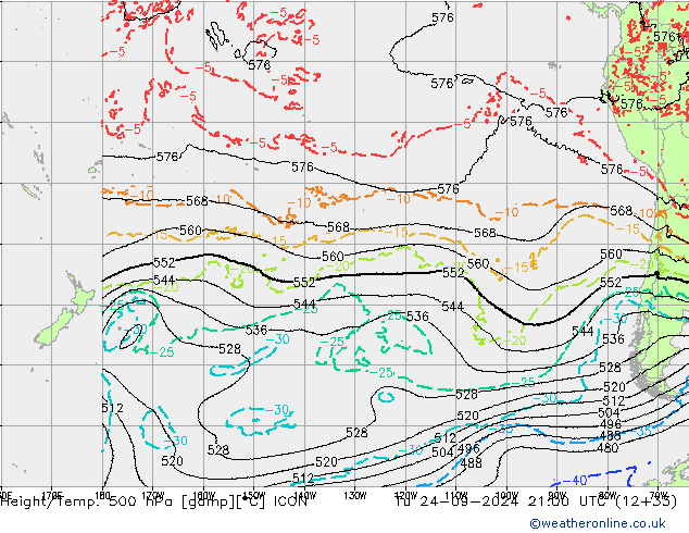 Height/Temp. 500 гПа ICON вт 24.09.2024 21 UTC