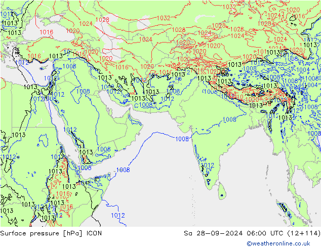 pression de l'air ICON sam 28.09.2024 06 UTC