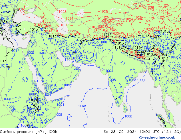 ciśnienie ICON so. 28.09.2024 12 UTC