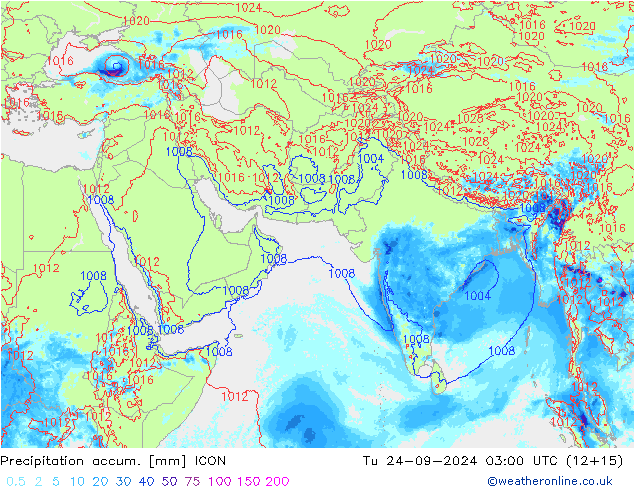 Precipitation accum. ICON Tu 24.09.2024 03 UTC