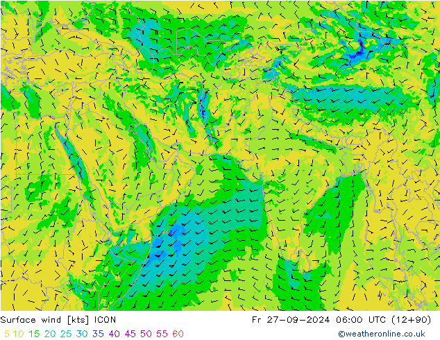 Vent 10 m ICON ven 27.09.2024 06 UTC