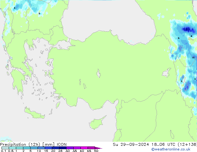 Precipitation (12h) ICON Su 29.09.2024 06 UTC