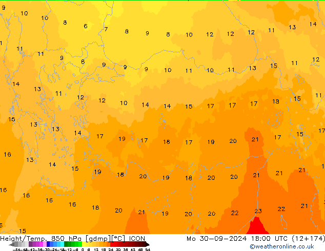 Height/Temp. 850 hPa ICON  30.09.2024 18 UTC