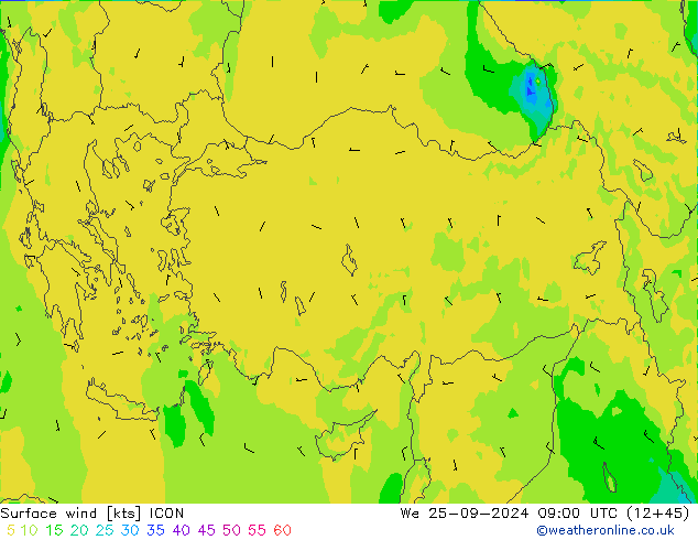 Surface wind ICON We 25.09.2024 09 UTC