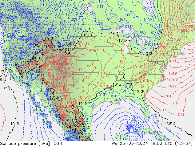 ciśnienie ICON śro. 25.09.2024 18 UTC