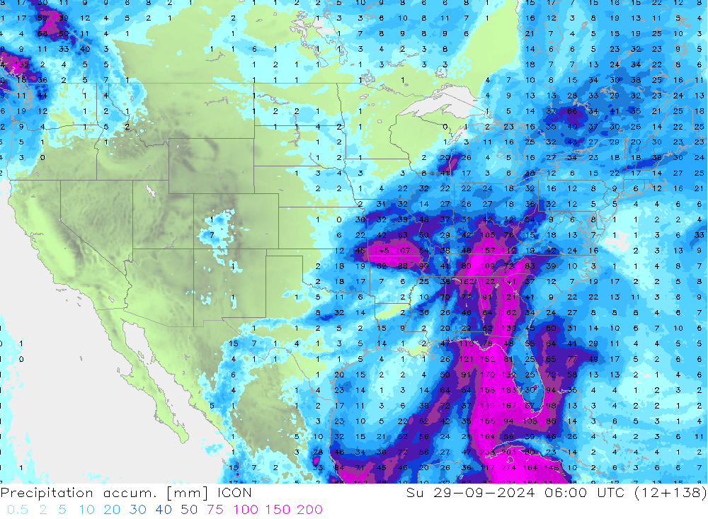 Precipitation accum. ICON  29.09.2024 06 UTC