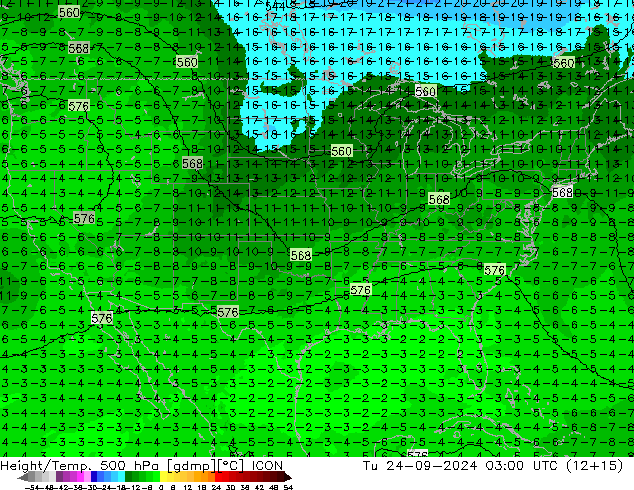 Height/Temp. 500 hPa ICON Di 24.09.2024 03 UTC