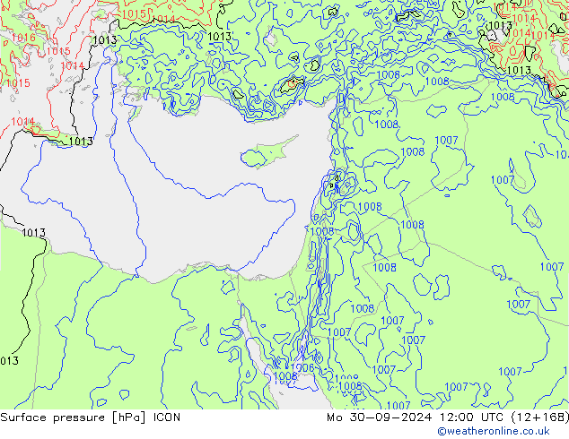 Yer basıncı ICON Pzt 30.09.2024 12 UTC