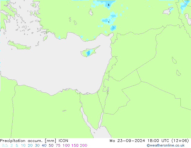 Toplam Yağış ICON Pzt 23.09.2024 18 UTC