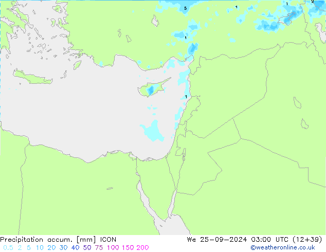 Precipitation accum. ICON  25.09.2024 03 UTC