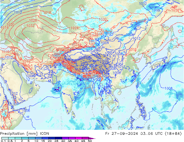 Yağış ICON Cu 27.09.2024 06 UTC