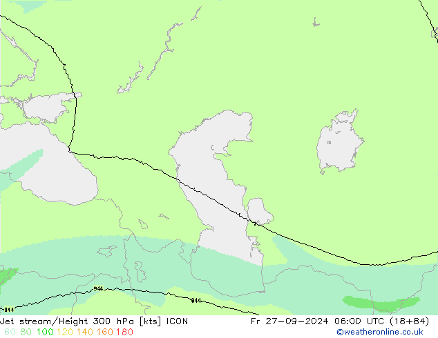 Corriente en chorro ICON vie 27.09.2024 06 UTC