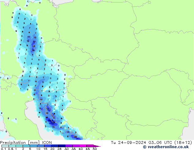 осадки ICON вт 24.09.2024 06 UTC