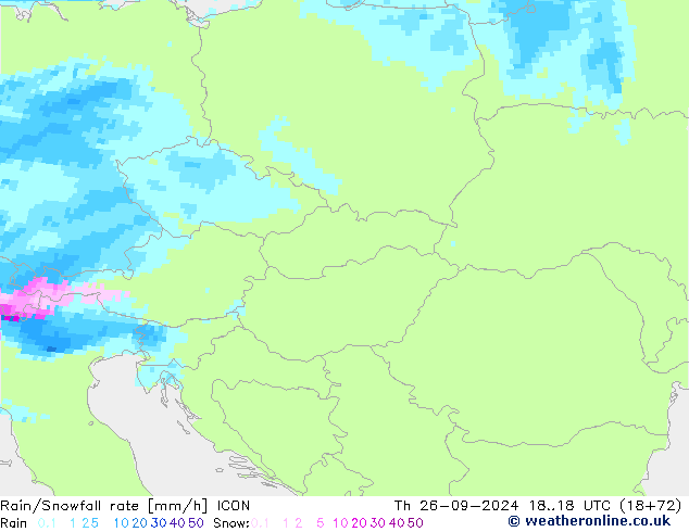 Rain/Snowfall rate ICON Th 26.09.2024 18 UTC