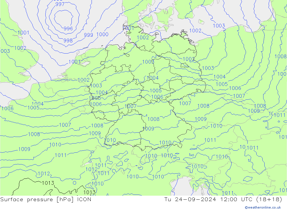 Bodendruck ICON Di 24.09.2024 12 UTC