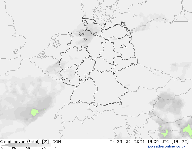 Nuages (total) ICON jeu 26.09.2024 18 UTC