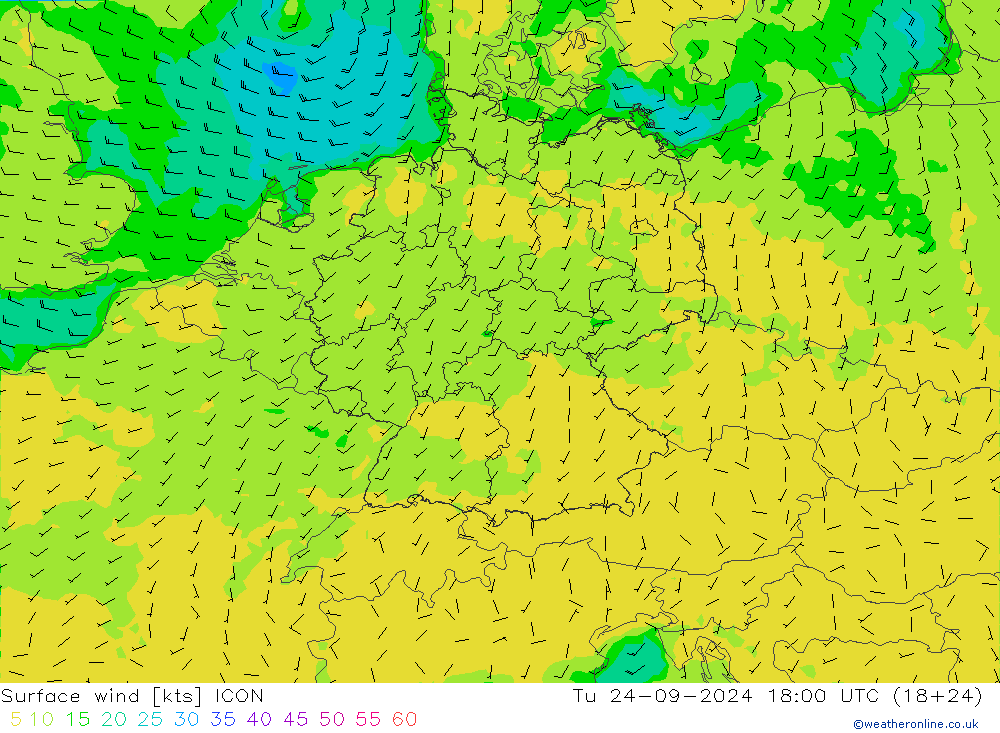 Vento 10 m ICON mar 24.09.2024 18 UTC