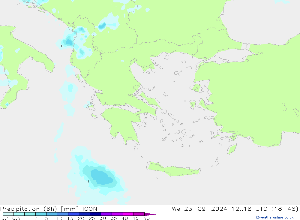 Nied. akkumuliert (6Std) ICON Mi 25.09.2024 18 UTC