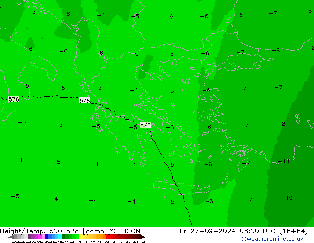 Height/Temp. 500 hPa ICON  27.09.2024 06 UTC