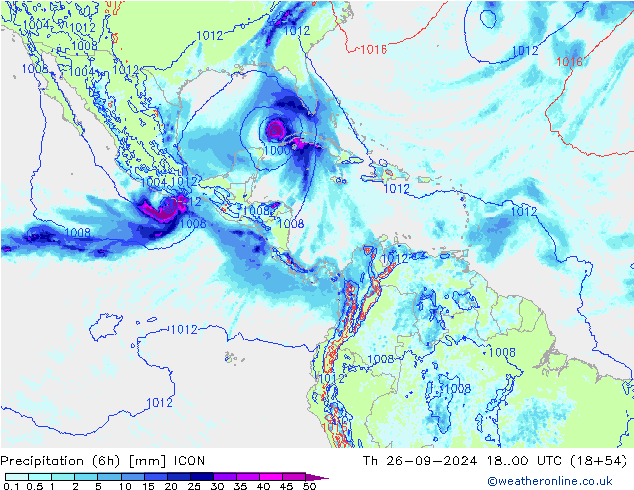 Precipitation (6h) ICON Th 26.09.2024 00 UTC