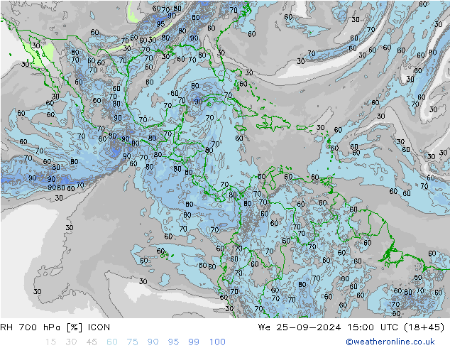 RH 700 hPa ICON We 25.09.2024 15 UTC