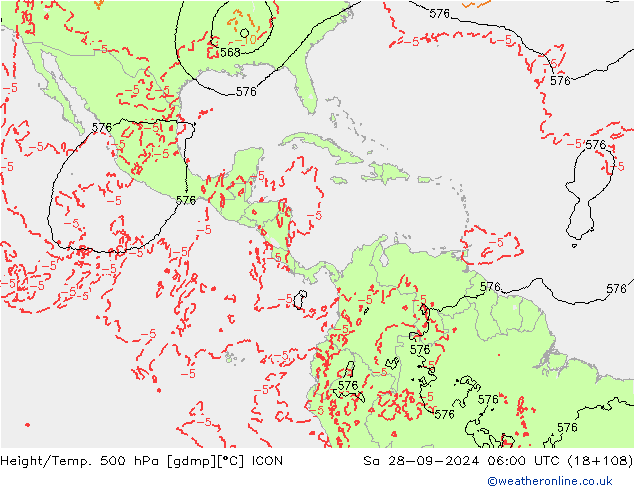 Géop./Temp. 500 hPa ICON sam 28.09.2024 06 UTC