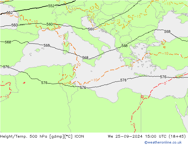 Height/Temp. 500 hPa ICON St 25.09.2024 15 UTC