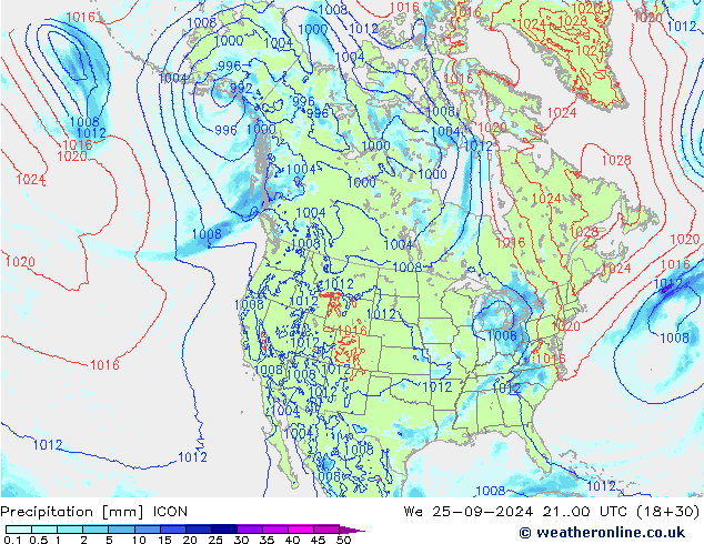 Precipitation ICON We 25.09.2024 00 UTC