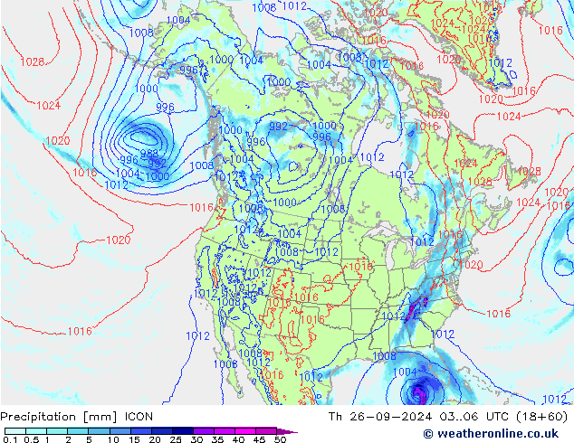 Précipitation ICON jeu 26.09.2024 06 UTC