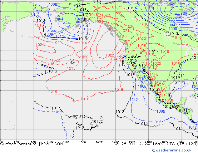 pressão do solo ICON Sáb 28.09.2024 18 UTC