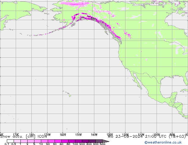 Snow accu. ICON Mo 23.09.2024 21 UTC