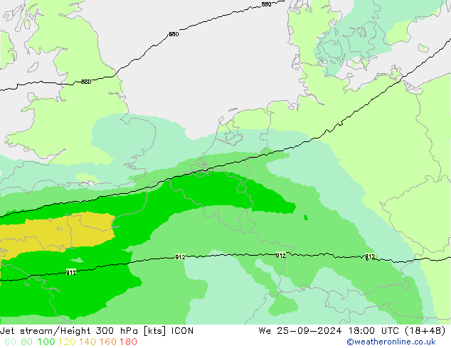 Straalstroom ICON wo 25.09.2024 18 UTC