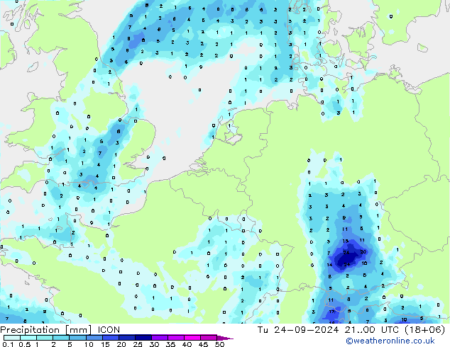 Niederschlag ICON Di 24.09.2024 00 UTC