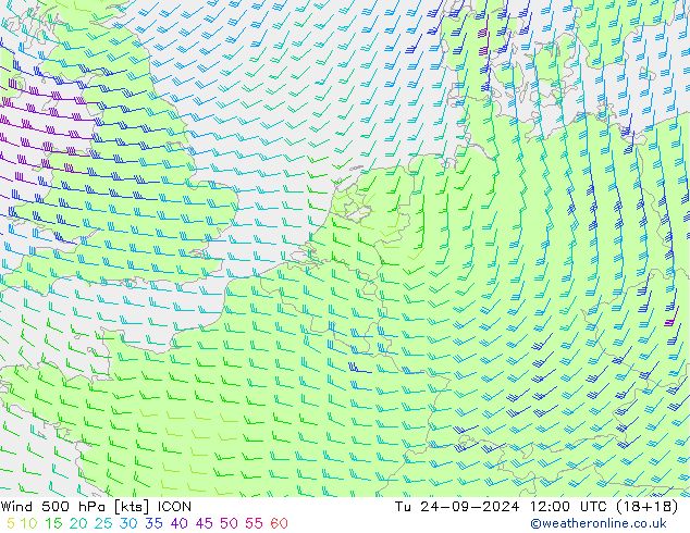 Rüzgar 500 hPa ICON Sa 24.09.2024 12 UTC