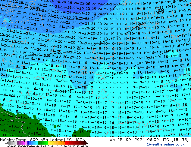 Géop./Temp. 500 hPa ICON mer 25.09.2024 06 UTC