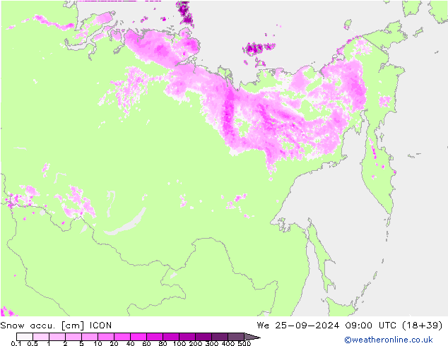 Snow accu. ICON  25.09.2024 09 UTC