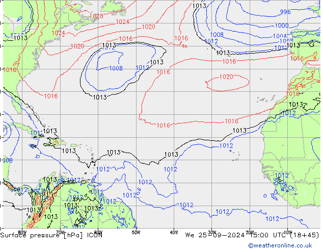 pressão do solo ICON Qua 25.09.2024 15 UTC