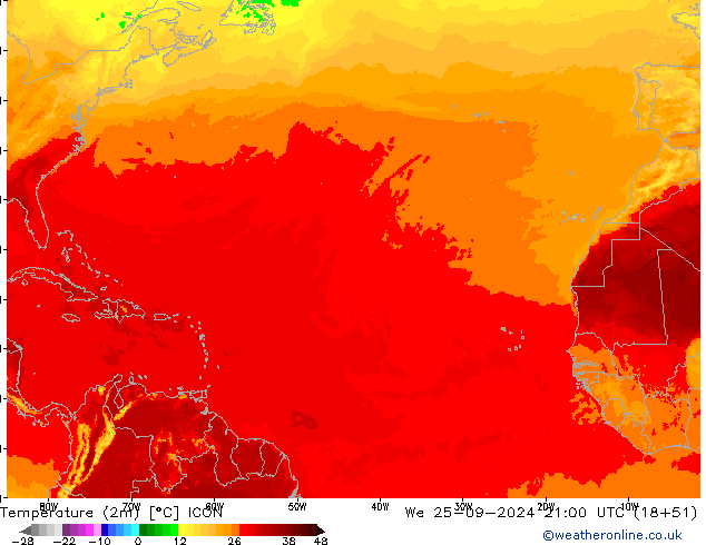 Temperatura (2m) ICON mer 25.09.2024 21 UTC