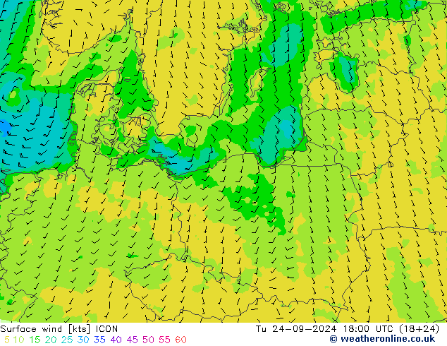 Vento 10 m ICON mar 24.09.2024 18 UTC