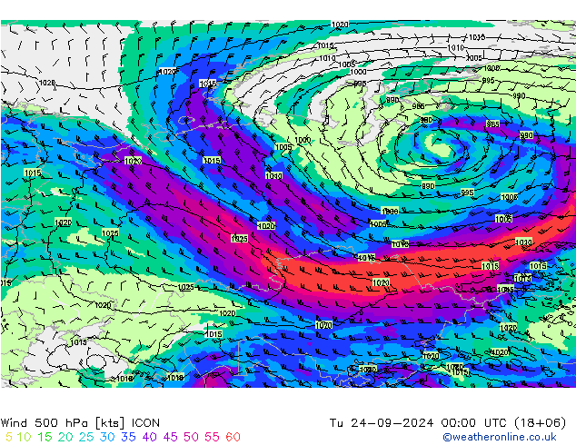 Viento 500 hPa ICON mar 24.09.2024 00 UTC