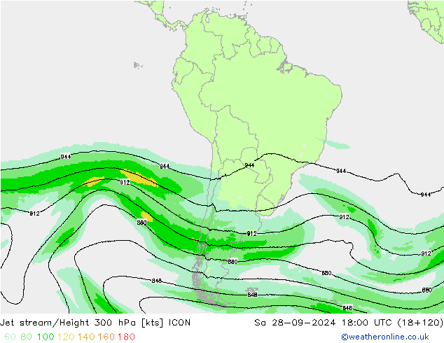 Courant-jet ICON sam 28.09.2024 18 UTC