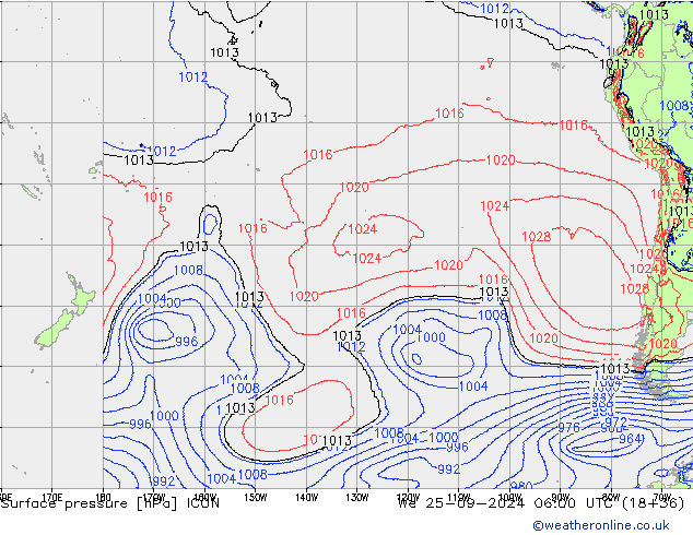 Surface pressure ICON We 25.09.2024 06 UTC