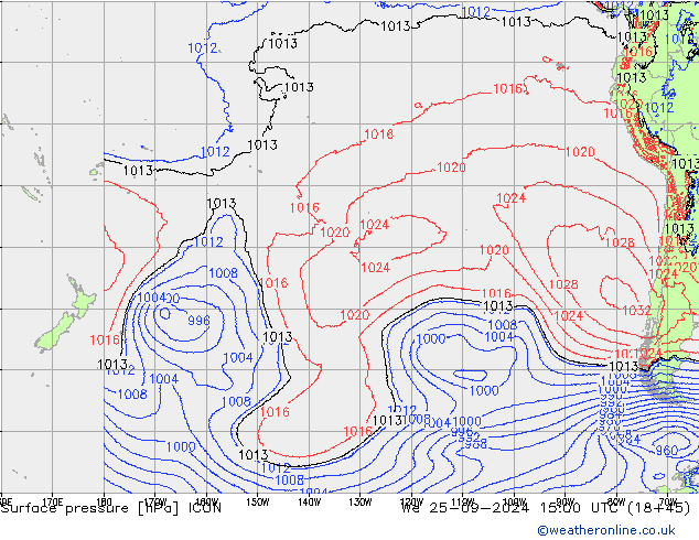 приземное давление ICON ср 25.09.2024 15 UTC