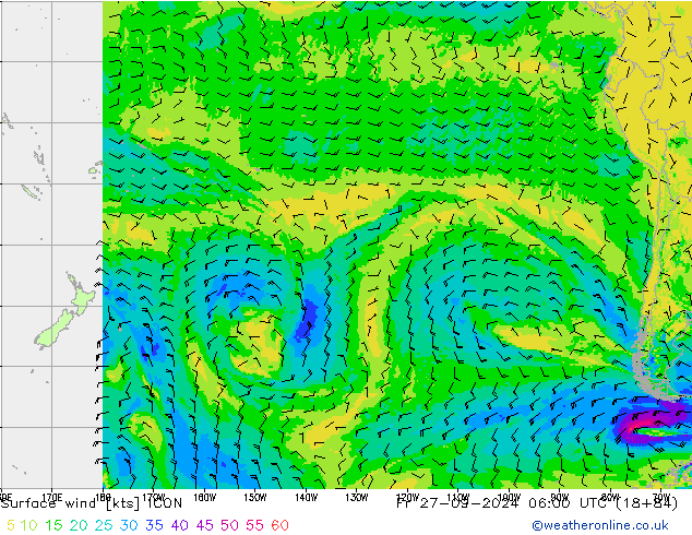 Surface wind ICON Fr 27.09.2024 06 UTC