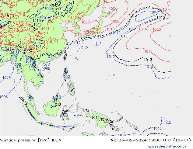 pressão do solo ICON Seg 23.09.2024 19 UTC