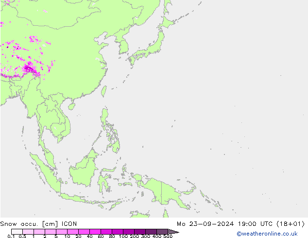 Snow accu. ICON lun 23.09.2024 19 UTC